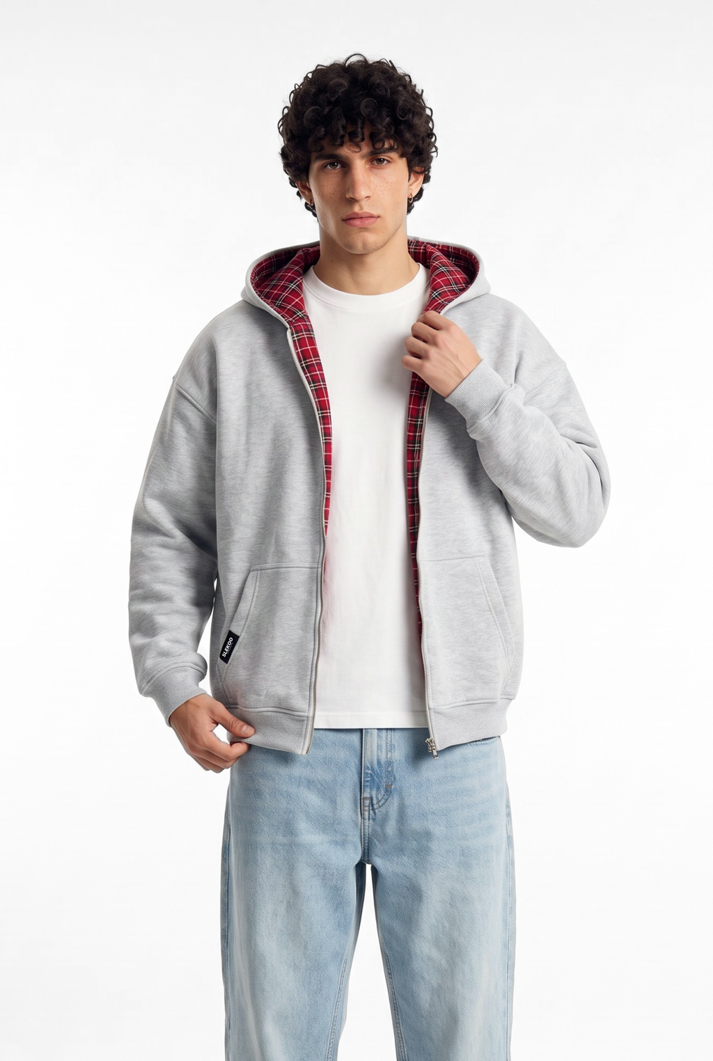 Unisex Reversible Oversize Zipper Hoodie Mesh Grey Edition