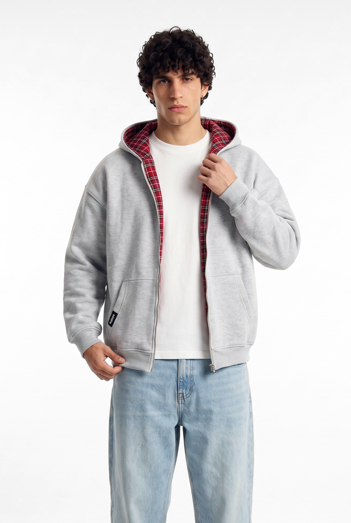 Unisex Reversible Oversize Zipper Hoodie Mesh Grey Edition
