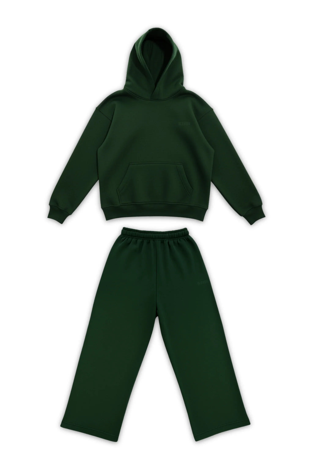 Basics Unisex Deep Green Tracksuit Oversize Hoodie & Baggy Sweatpants V1