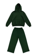Basics Unisex Deep Green Tracksuit Oversize Hoodie & Baggy Sweatpants V1