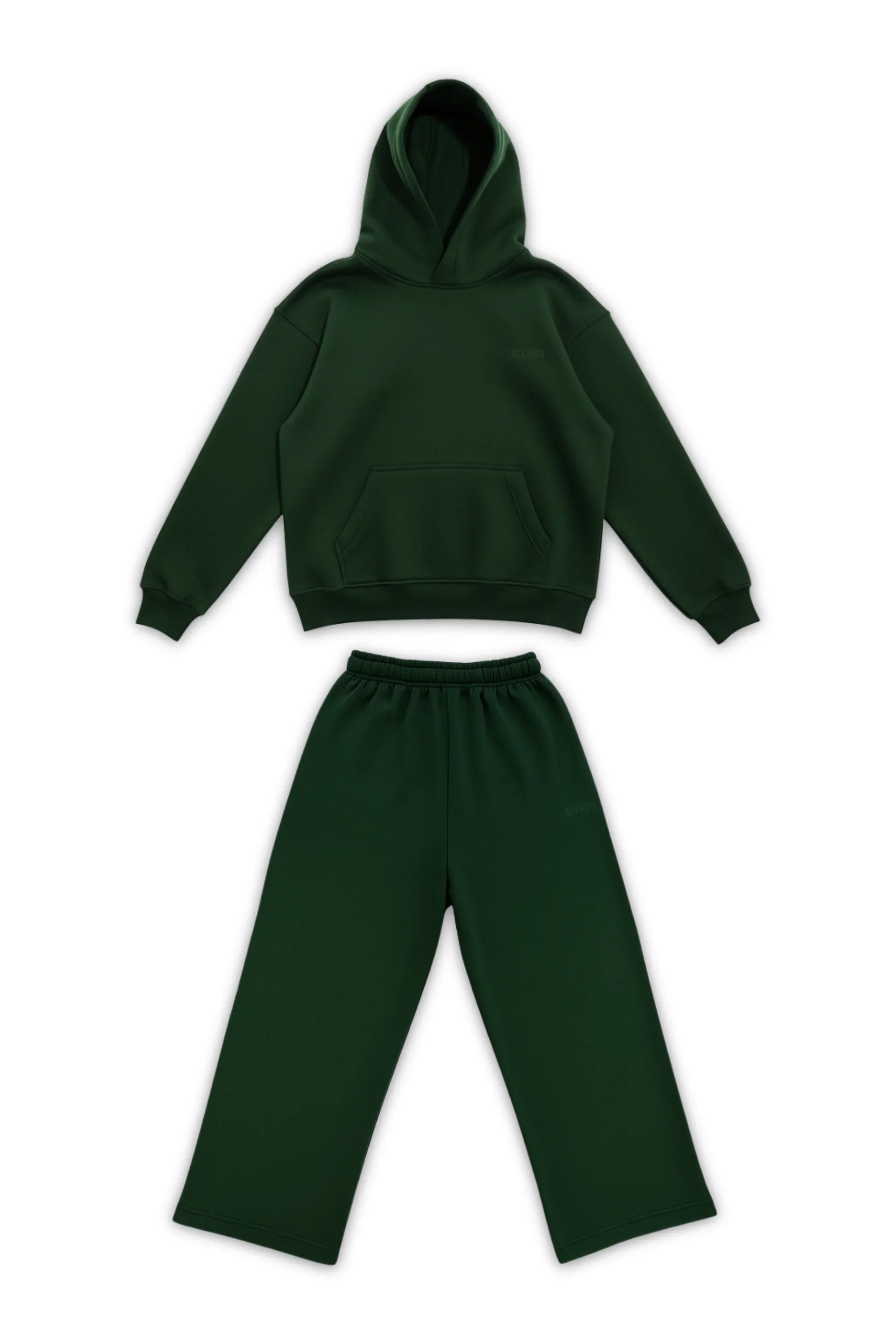 Basics Unisex Deep Green Tracksuit Oversize Hoodie & Baggy Sweatpants V1