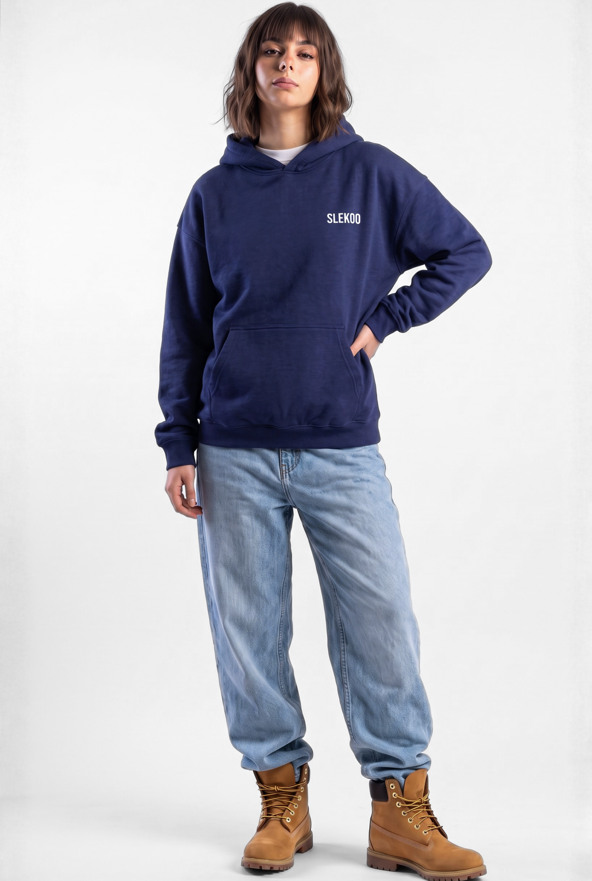 Unisex Navy Oversize Slekoo Hoodie