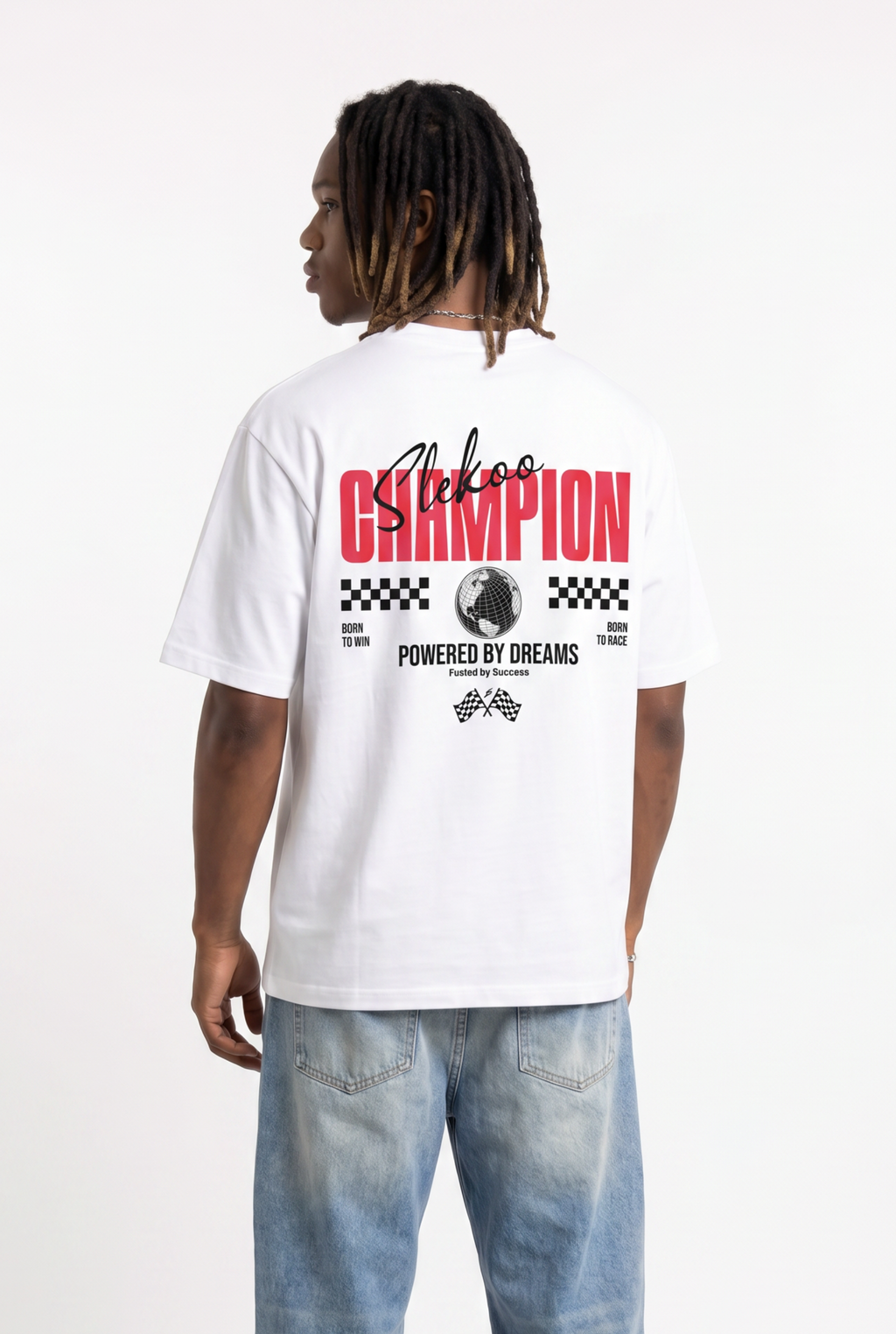 Slekoo Champion White Unisex Oversize T-Shirt