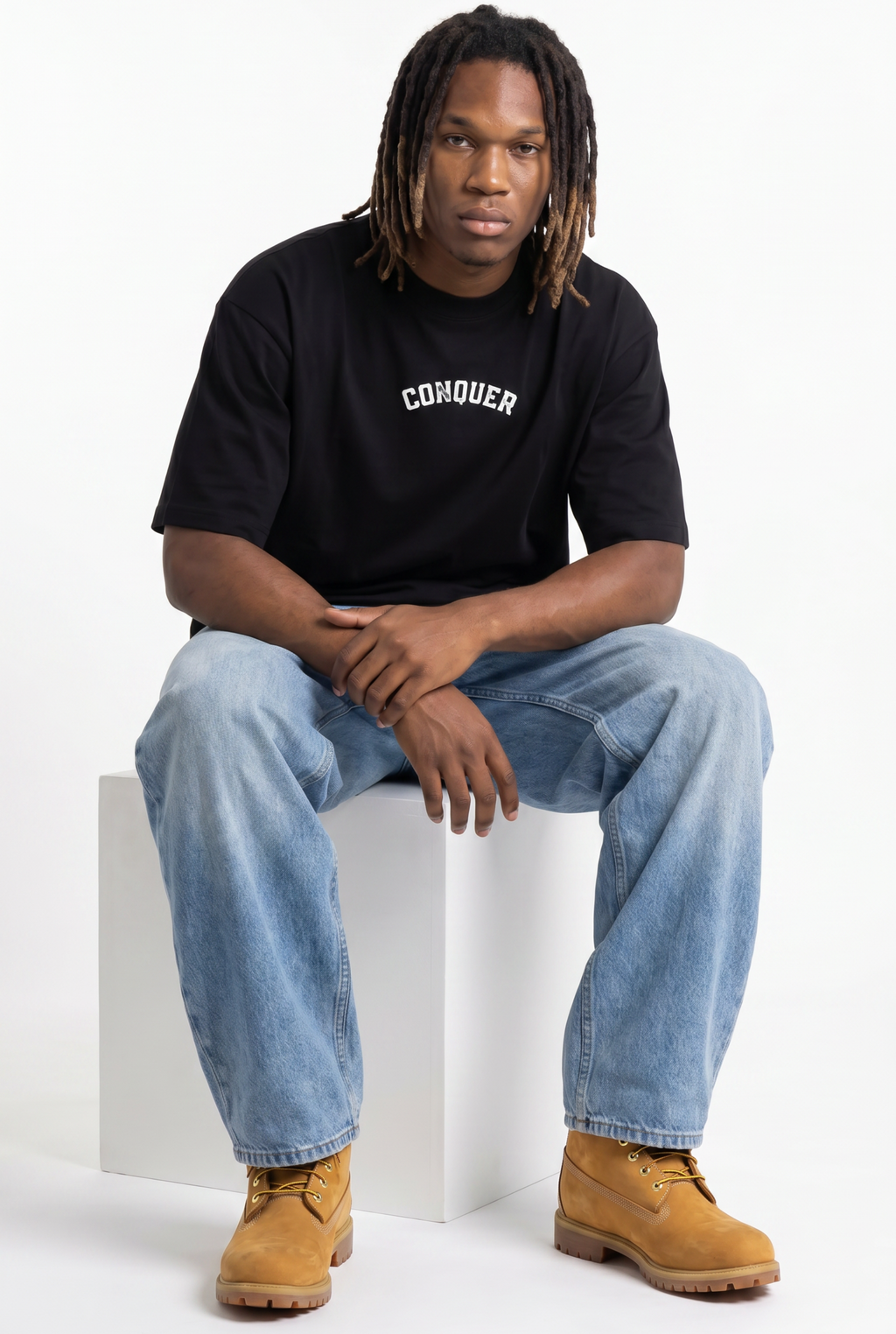 Conquer Black Unisex Oversize T-Shirt