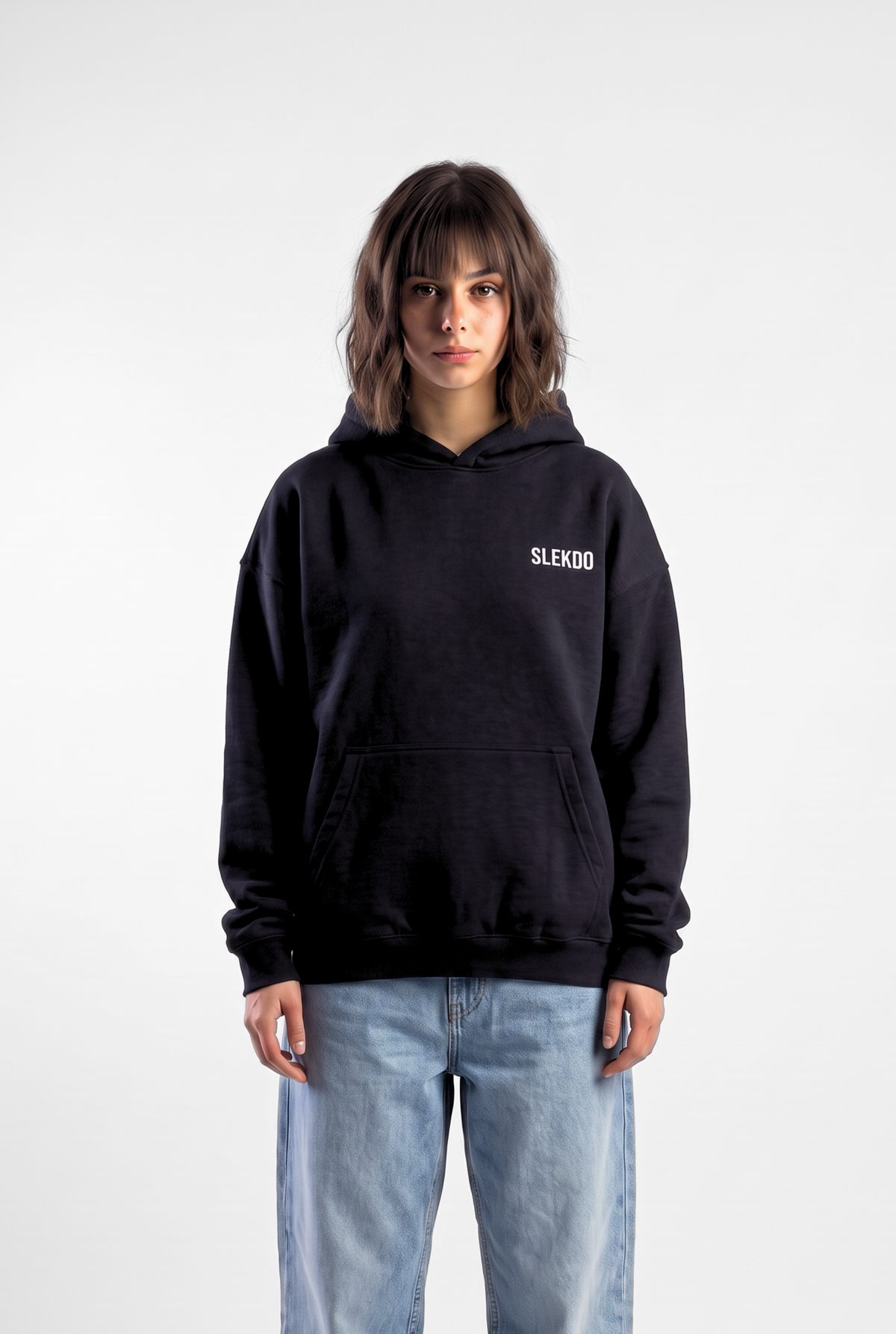 Unisex Black Oversize Slekoo Hoodie