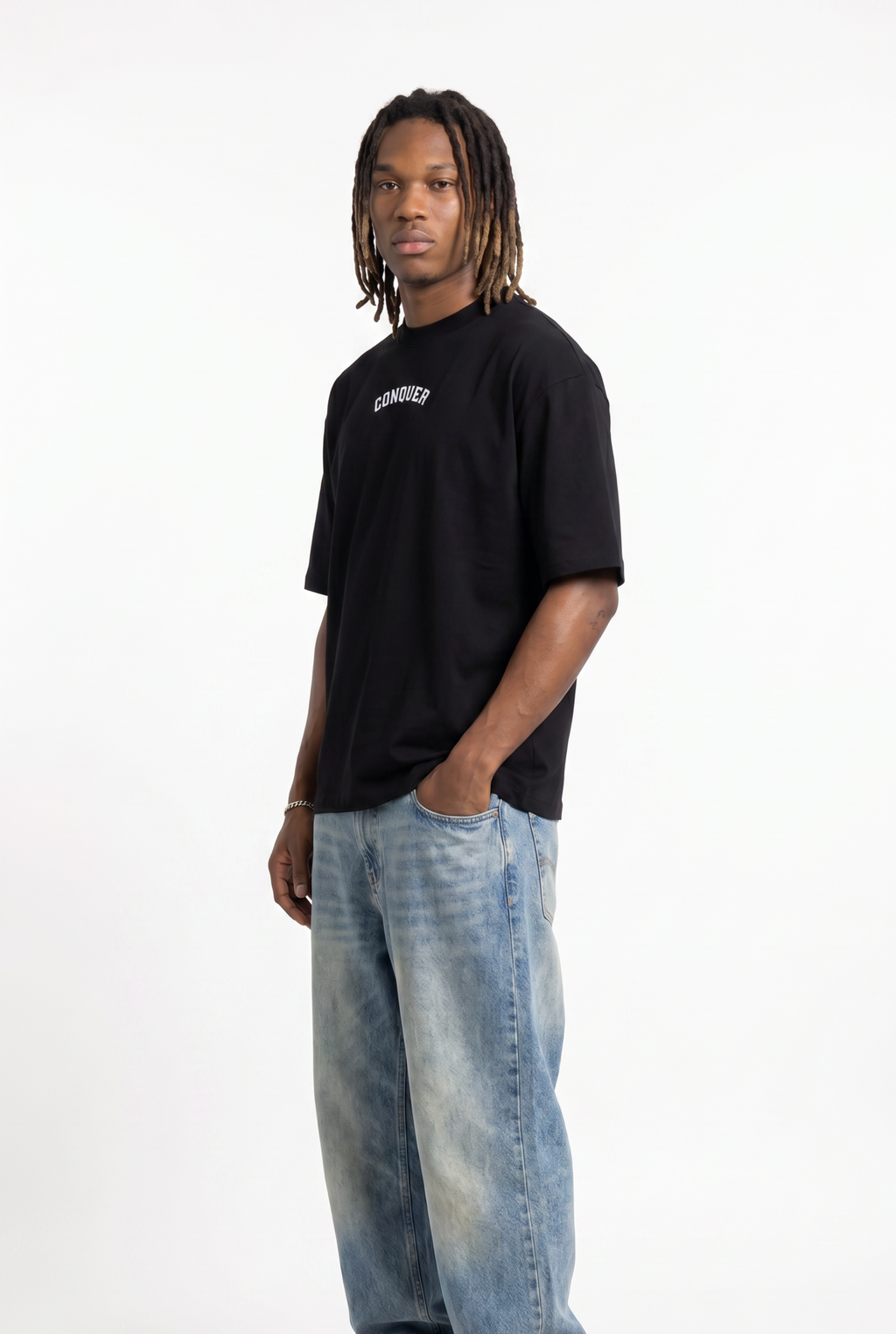 Conquer Black Unisex Oversize T-Shirt