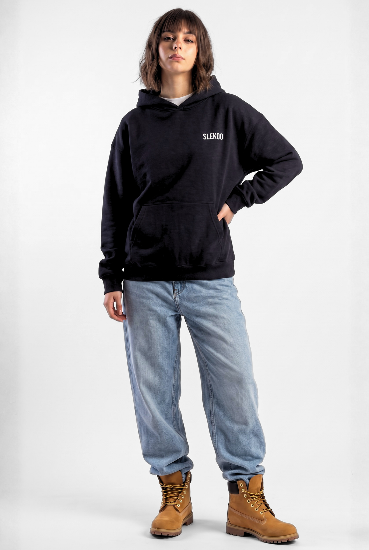 Unisex Black Oversize Slekoo Hoodie