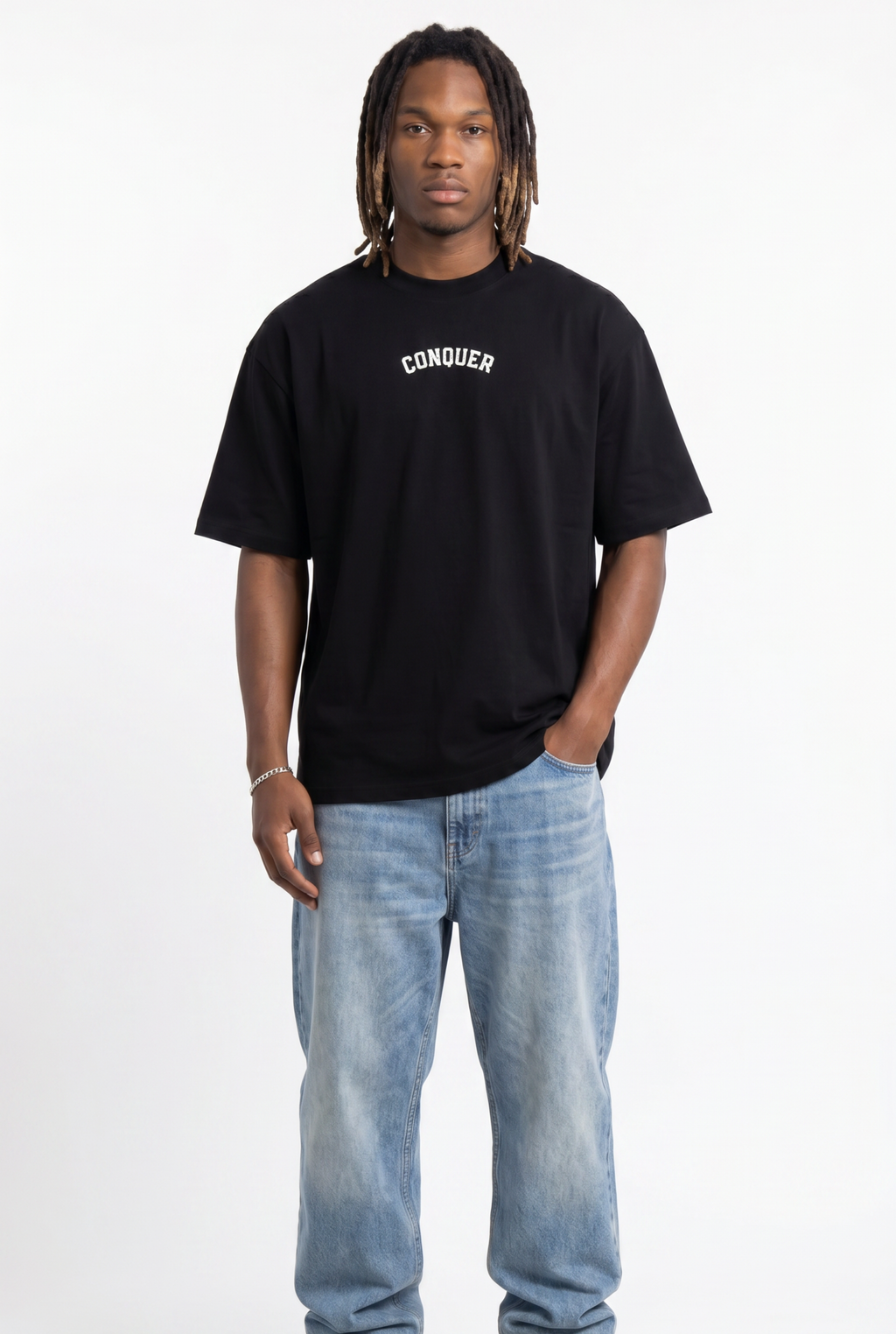 Conquer Black Unisex Oversize T-Shirt