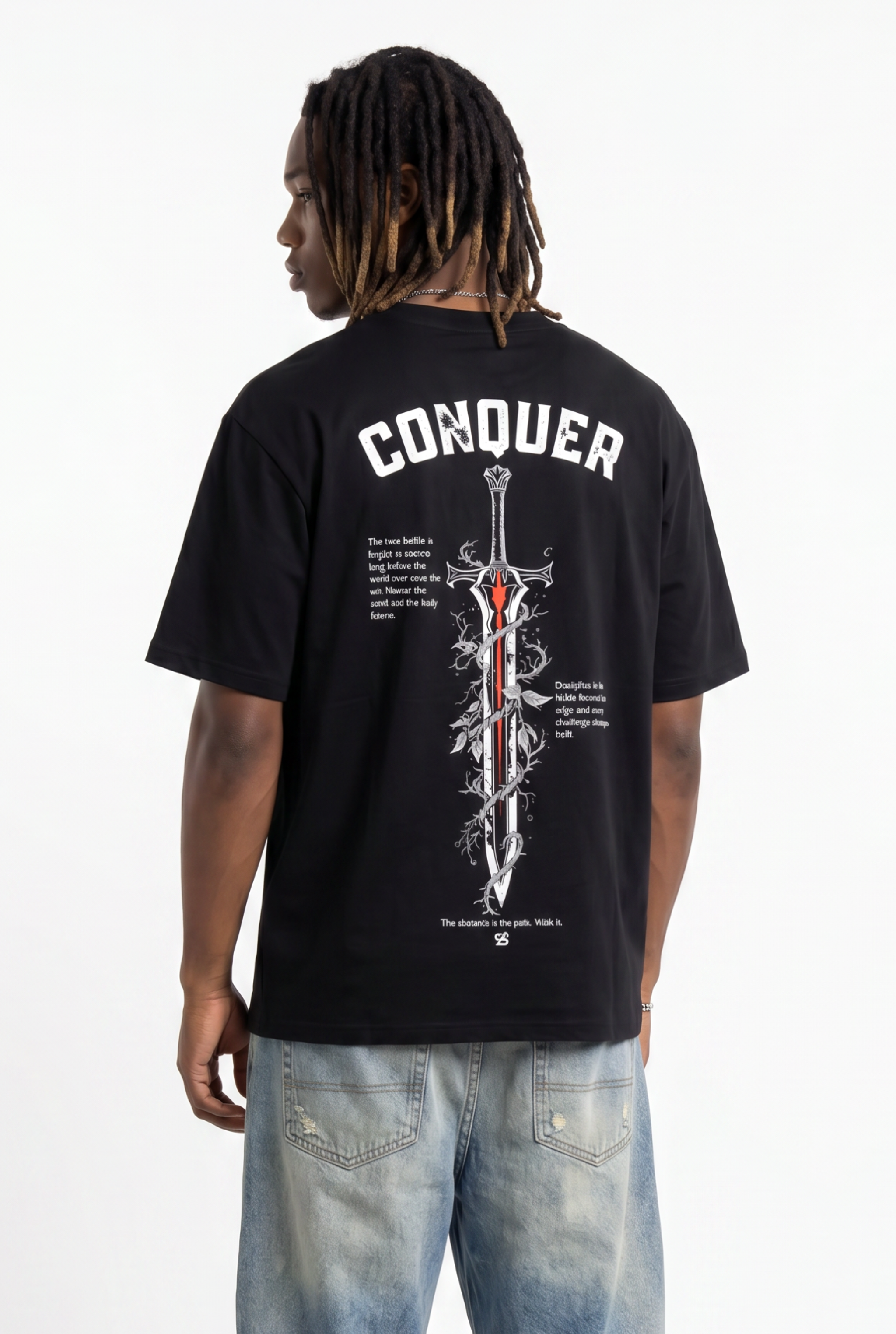 Conquer Black Unisex Oversize T-Shirt