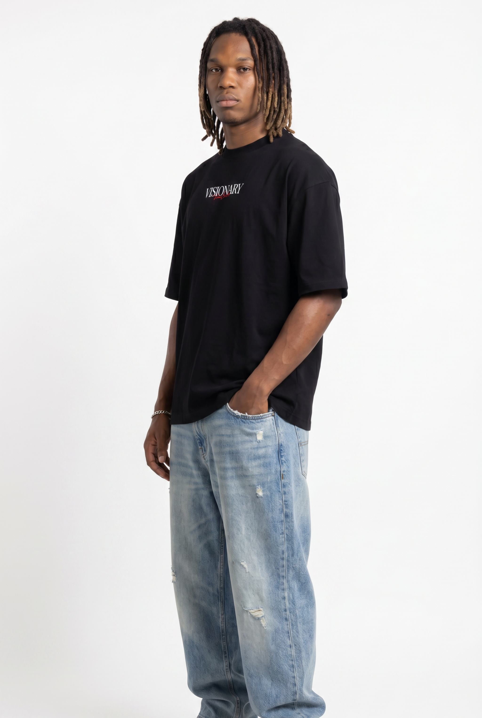 Visionary Black Unisex Oversize T-Shirt
