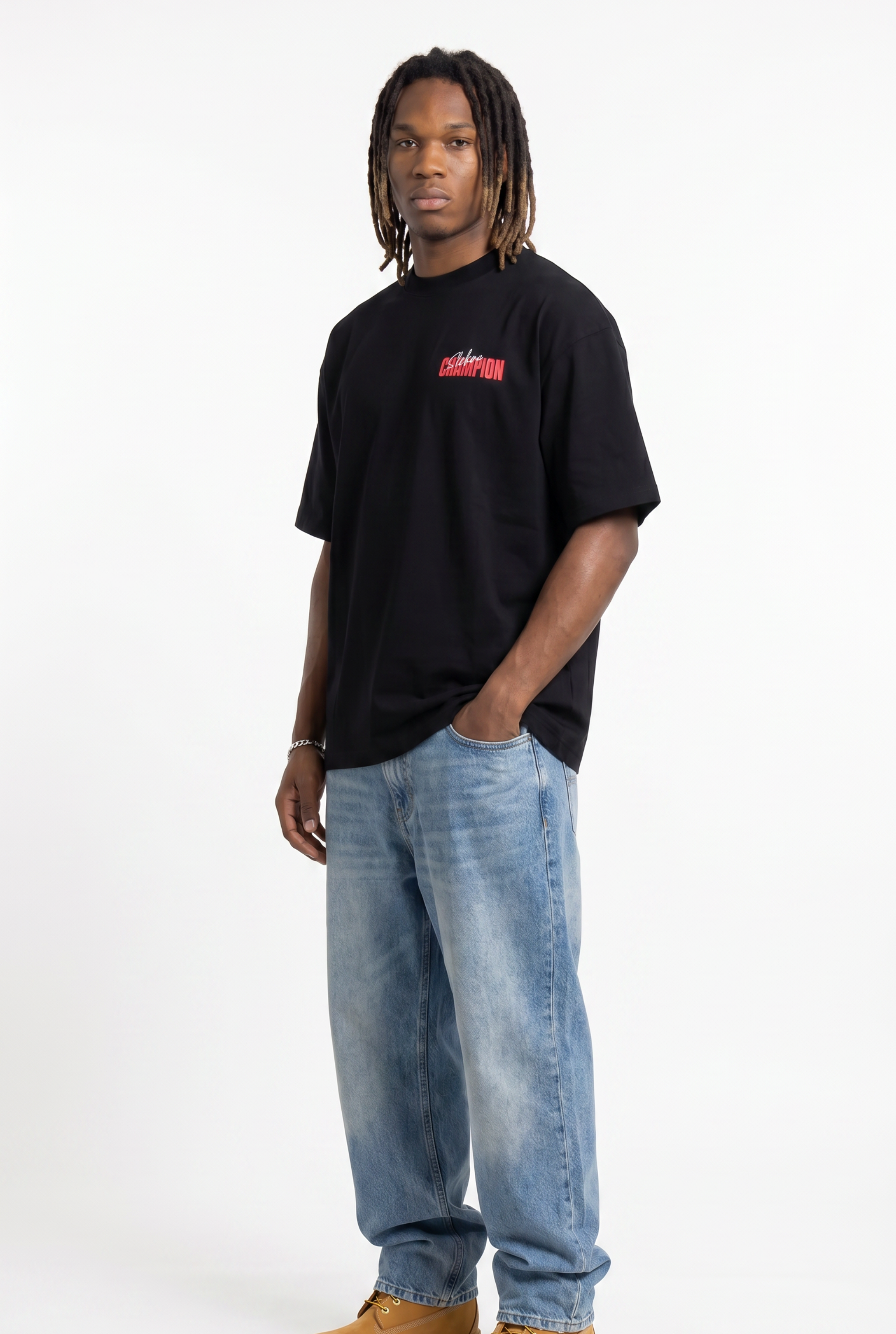 Slekoo Champion Black Unisex Oversize T-Shirt