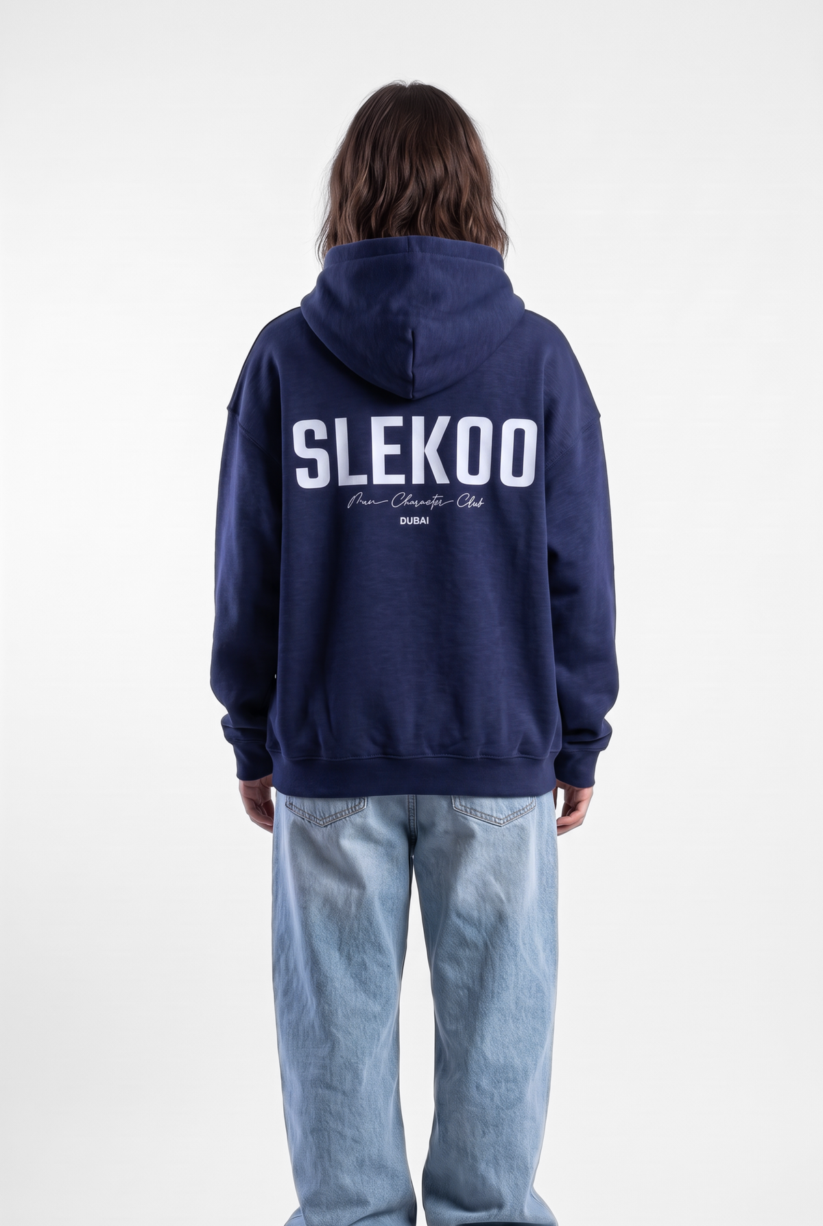 Unisex Navy Oversize 2 Way Zipper Hoodie