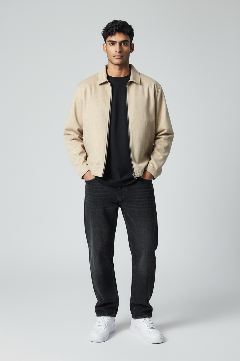 Unisex Basic Suede Leather Relaxed Fit Jacket V1