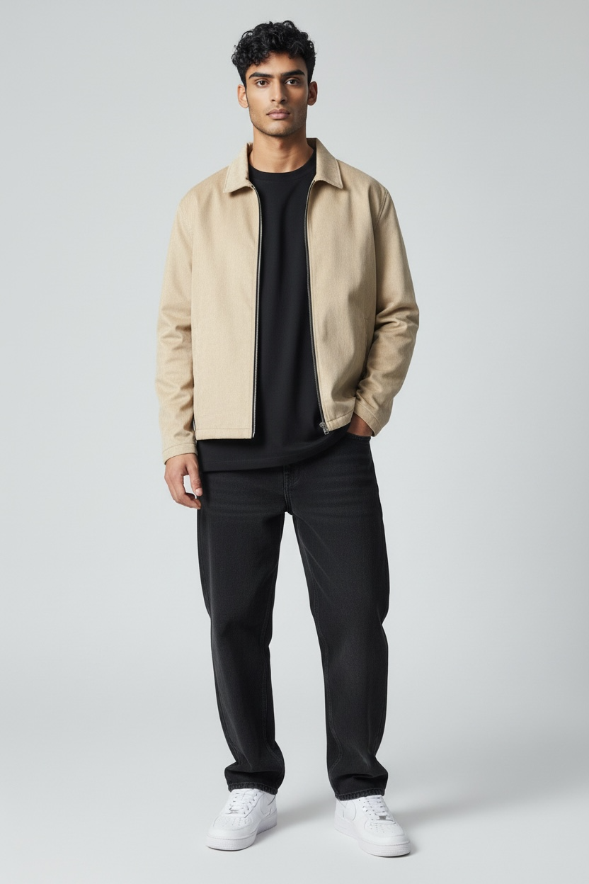 Unisex Basic Suede Leather Relaxed Fit Jacket V1