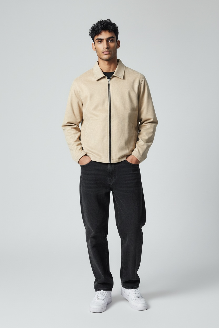 Unisex Basic Suede Leather Relaxed Fit Jacket V1