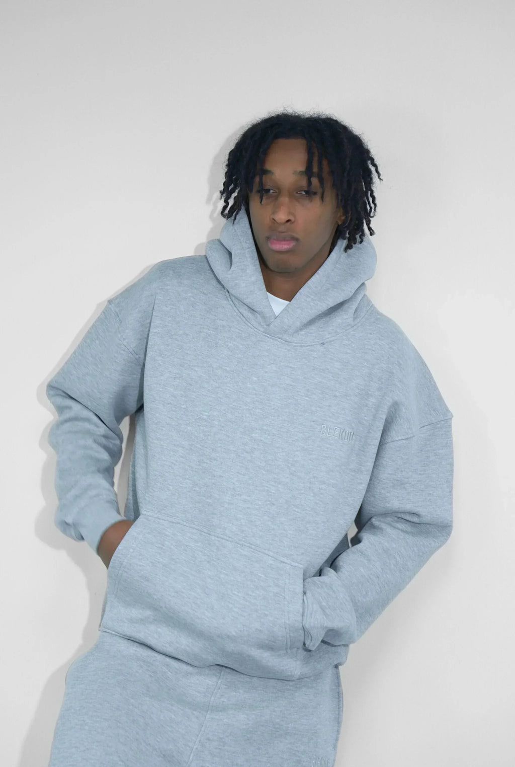 Basics Unisex Mesh Grey Tracksuit Oversize Hoodie & Baggy Sweatpants V1