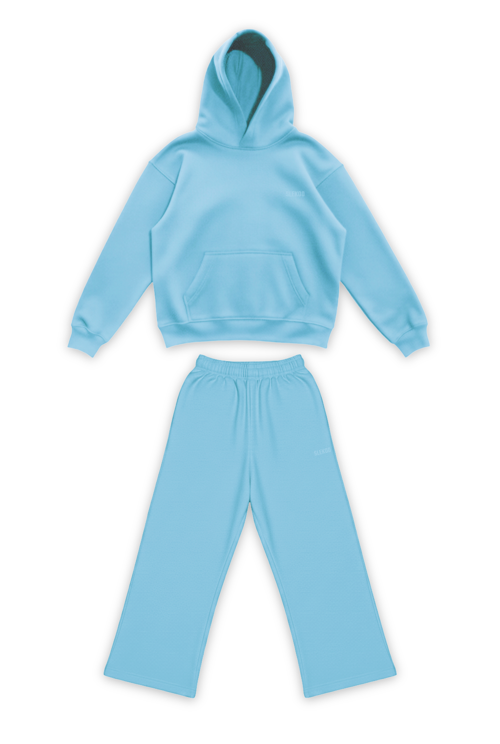 Basics Unisex Baby Blue Tracksuit Oversize Hoodie & Baggy Sweatpants V1