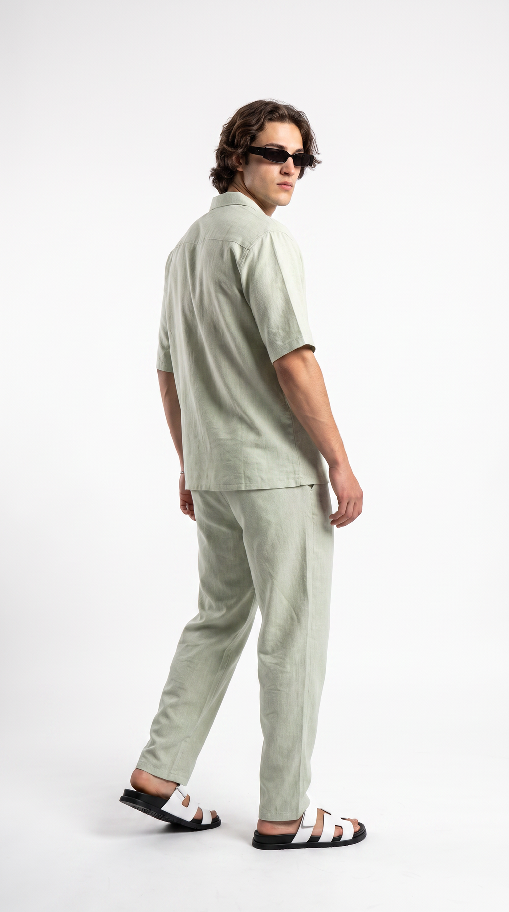 Eggshell Beige Linen Shirt & Long Pants Set