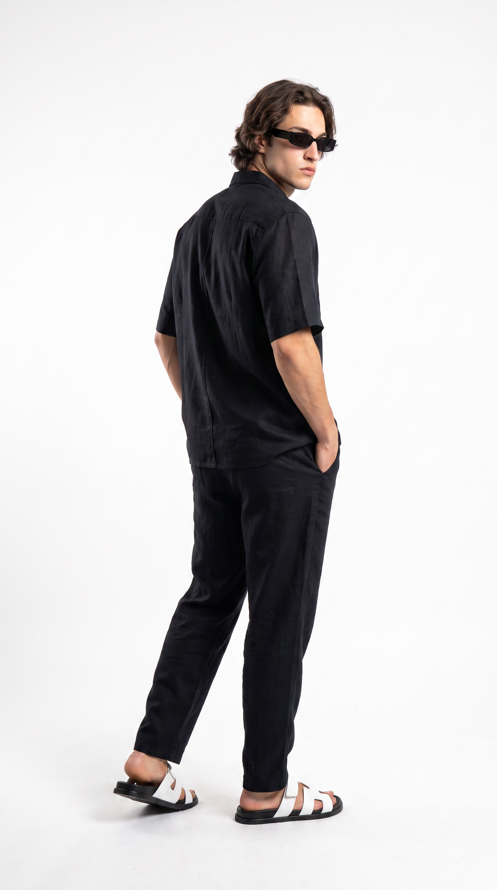 Black Linen Shirt & Long Pants Set