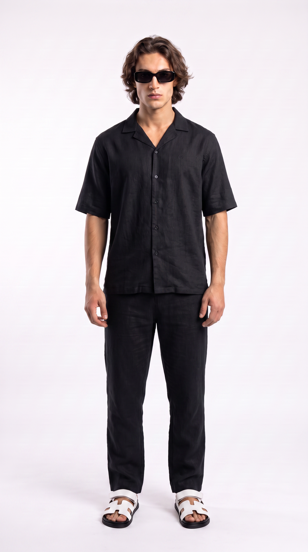 Black Linen Shirt & Long Pants Set