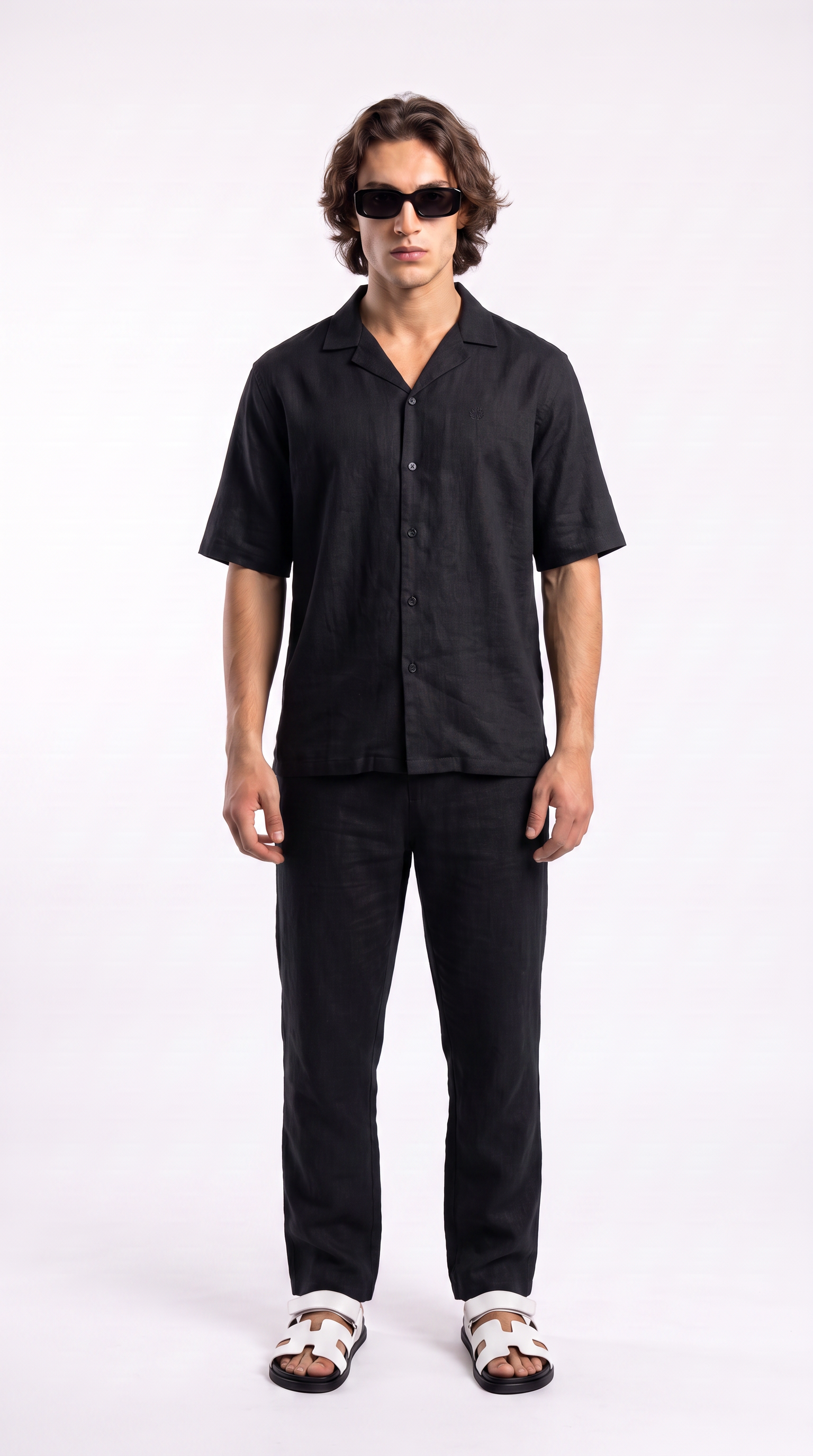 Black Linen Shirt & Long Pants Set