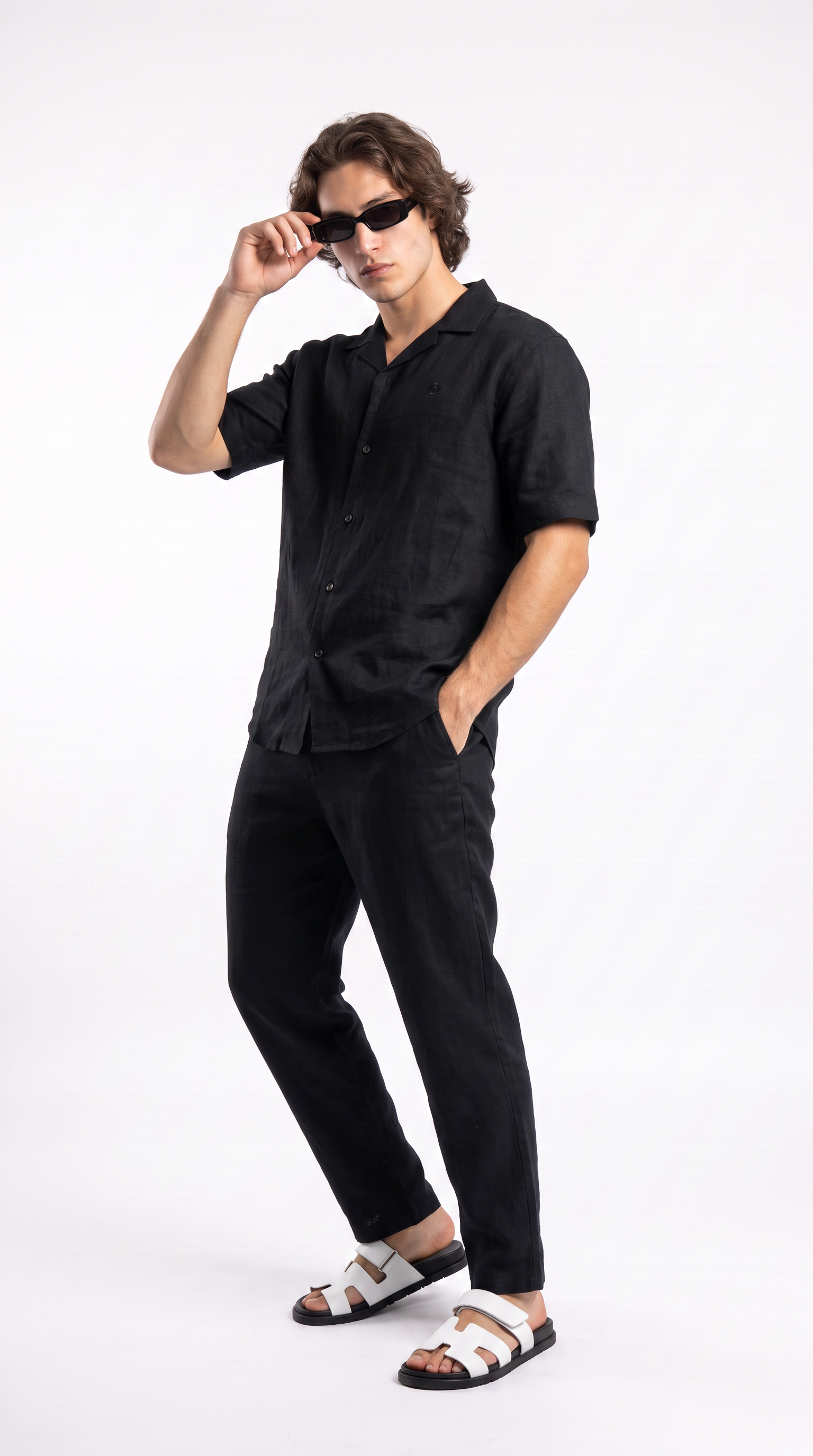 Black Linen Shirt & Long Pants Set