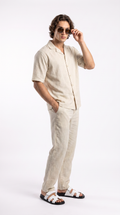 Light Beige Linen Shirt & Long Pants Set