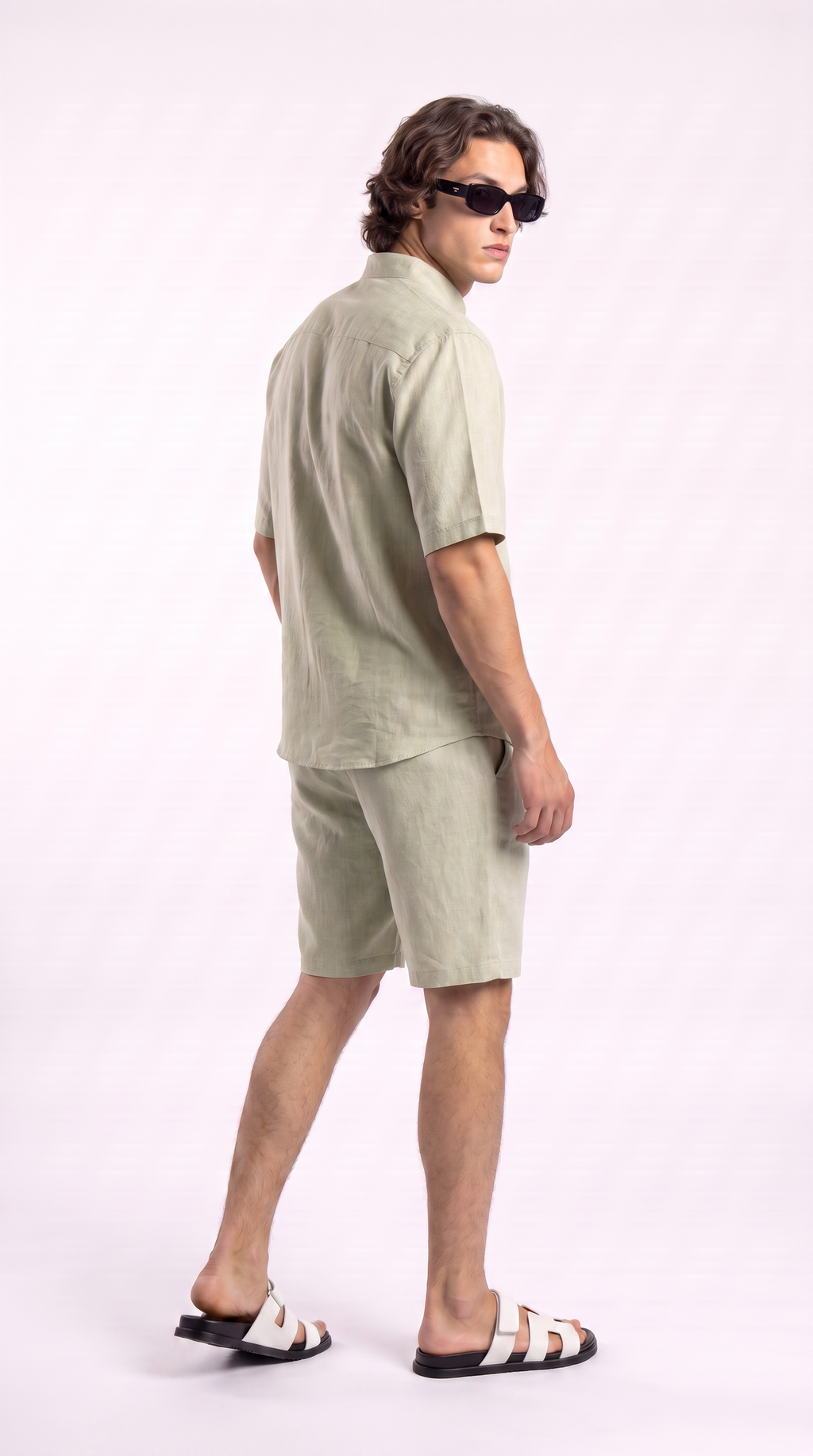 Eggshell Beige Linen Shirt & Shorts Set