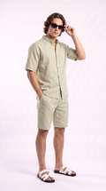 Eggshell Beige Linen Shirt & Shorts Set
