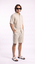 Light Beige Linen Shirt & Shorts Set