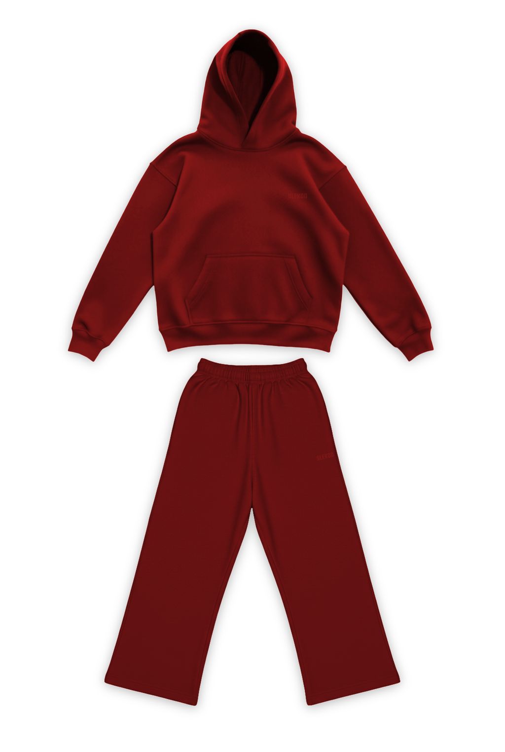 Basics Unisex Maroon Tracksuit Oversize Hoodie & Baggy Sweatpants V1