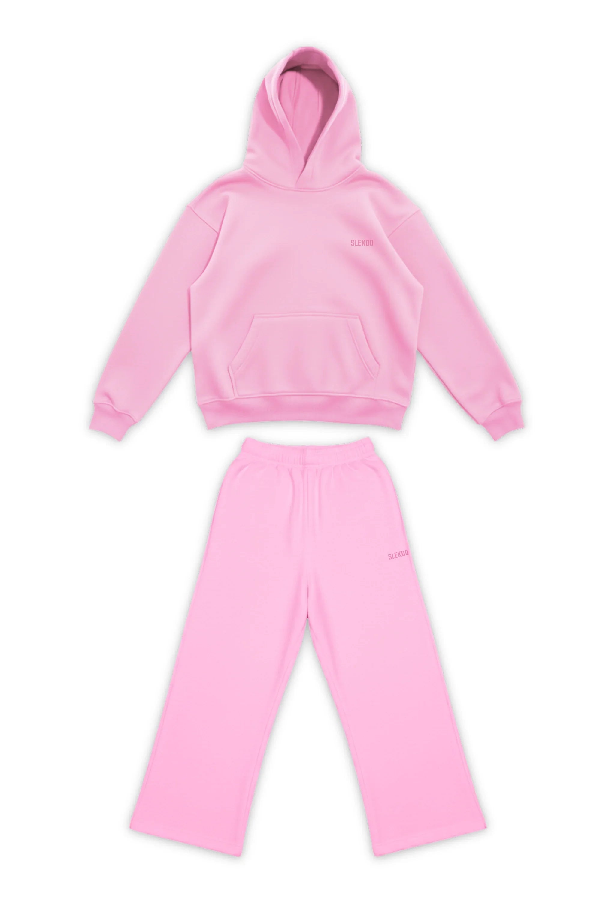 Basics Unisex Pink Tracksuit Oversize Hoodie & Baggy Sweatpants V1